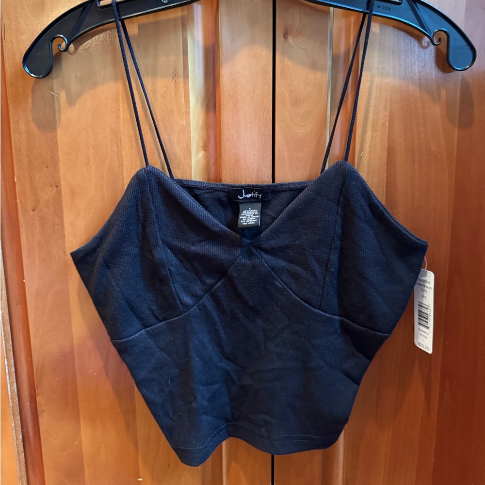 Justify Charcoal V-Neck Top